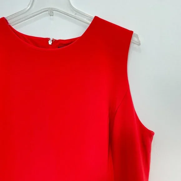 Ralph Lauren Women Dress 24W Red Midi Sleeveless A-Line Round Neck Plus Size New